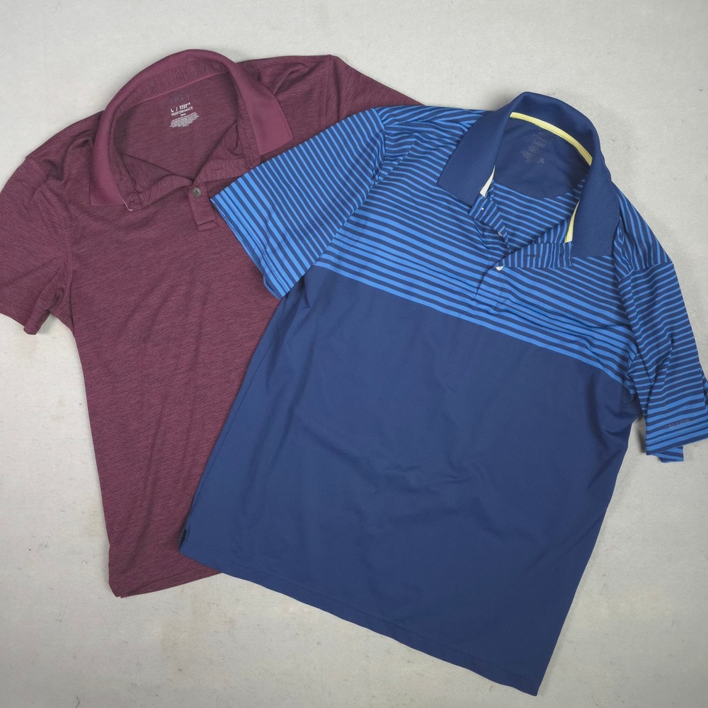 Lot 2 Mens Polos‎ Chaps Golf Blue Apt 9 Premier Flex Large Short Sleeve